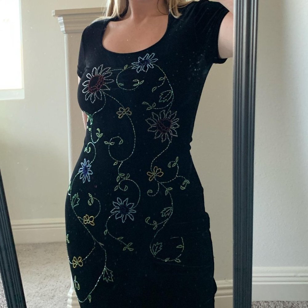 Vintage 90’s velvet floor length dress in black